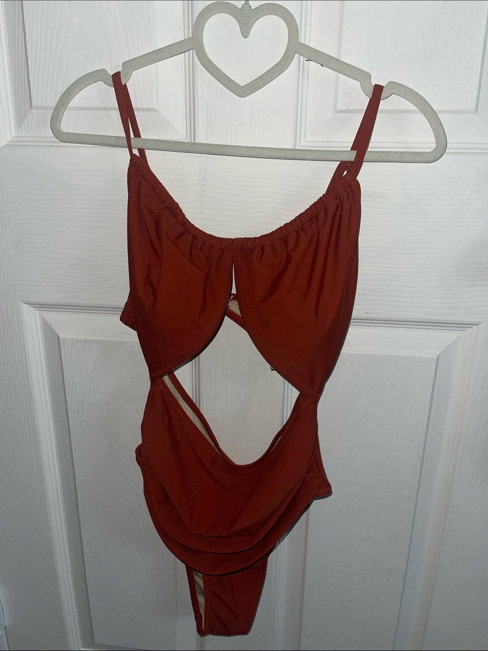 Cutout One-Piece Swimwear in Rust